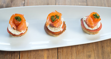 Image showing canapes with red fish