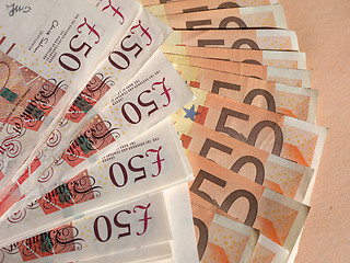 Image showing Euro and Pounds notes