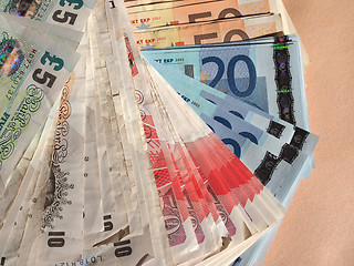 Image showing Euro and Pounds notes