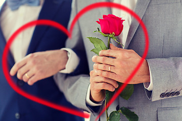 Image showing close up of happy male gay couple holding hands