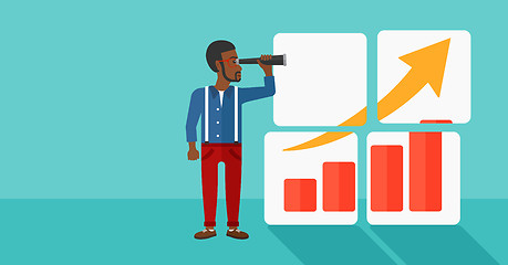 Image showing Man looking at positive bar chart.