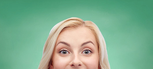 Image showing happy young woman or teenage girl face