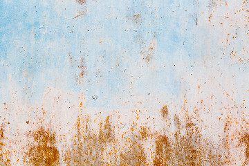 Image showing Old blue cracked paint on metal background