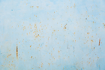 Image showing Old blue cracked paint on metal background