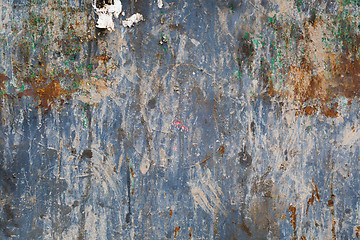 Image showing Old blue cracked paint on metal background