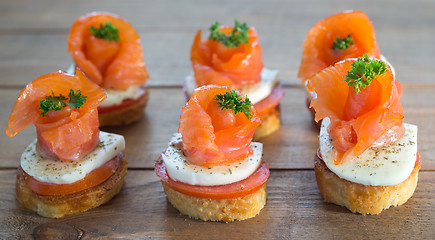 Image showing canapes with red fish