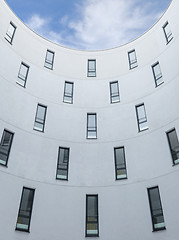 Image showing Modern office building design concrete wall and windows