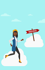 Image showing Business woman moving to success.