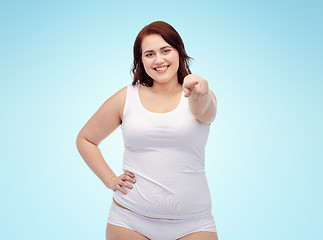 Image showing plus size woman in underwear showing