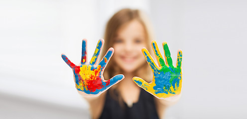 Image showing girl showing painted hands