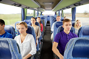 Image showing group of passengers or tourists in travel bus