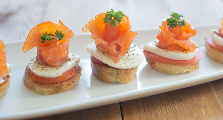 Image showing canapes with red fish