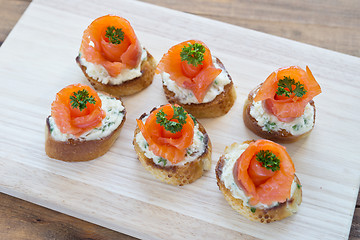 Image showing canapes with red fish