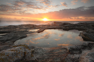 Image showing Sunrise over the ocean to Yena Bay