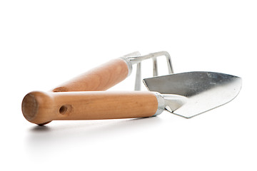 Image showing Small gardening shovel and fork