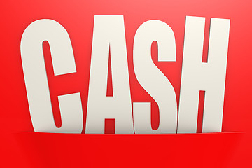 Image showing White cash word in red pocket, business concept