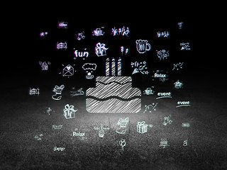 Image showing Holiday concept: Cake in grunge dark room