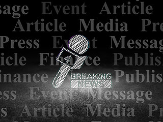 Image showing News concept: Breaking News And Microphone in grunge dark room