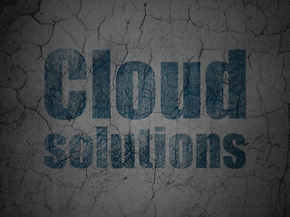 Image showing Cloud computing concept: Cloud Solutions on grunge wall background