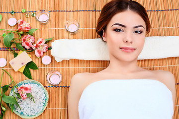 Image showing Beautiful young woman at a spa salon