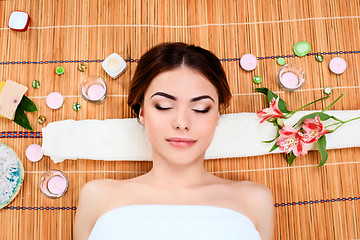 Image showing Beautiful young woman at a spa salon