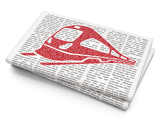 Image showing Travel concept: Train on Newspaper background