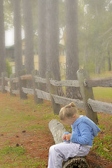 Image showing girl on log