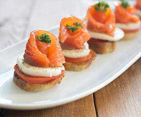 Image showing canapes with red fish