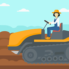 Image showing Farmer driving tractor.