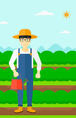 Image showing Farmer with watering can.