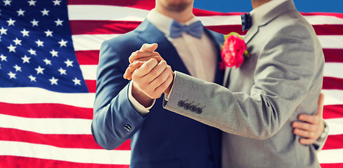 Image showing close up of happy male gay couple dancing