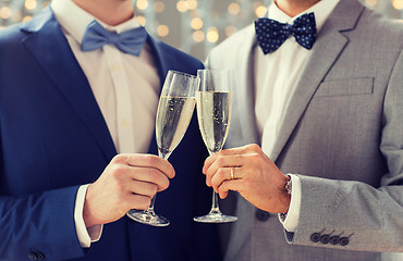 Image showing close up of male gay couple with champagne glasses