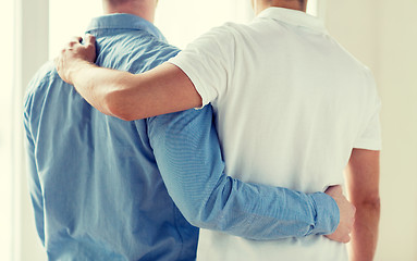 Image showing close up of happy male gay couple hugging