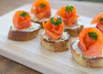 Image showing canapes with red fish