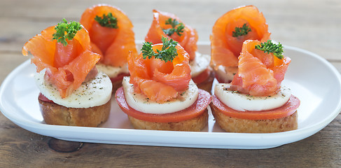 Image showing canapes with red fish