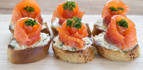 Image showing canapes with red fish