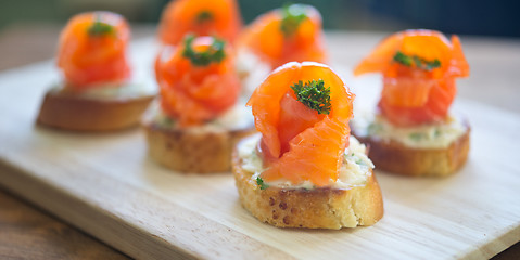 Image showing canapes with red fish