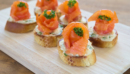 Image showing canapes with red fish