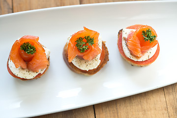 Image showing canapes with red fish