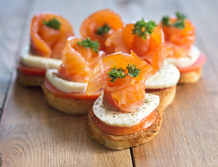 Image showing canapes with red fish