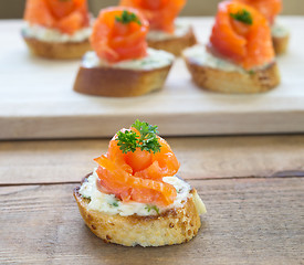 Image showing canapes with red fish