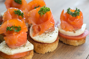 Image showing canapes with red fish