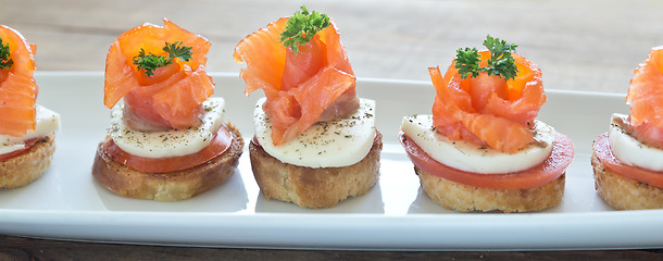 Image showing canapes with red fish