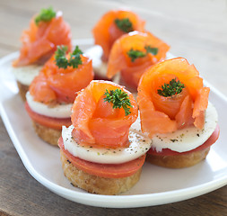 Image showing canapes with red fish