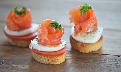 Image showing canapes with red fish