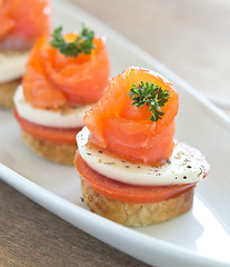 Image showing canapes with red fish