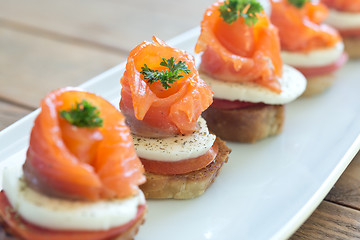 Image showing canapes with red fish