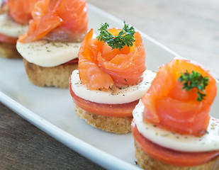 Image showing canapes with red fish