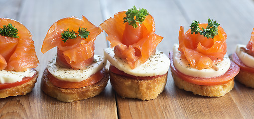 Image showing canapes with red fish