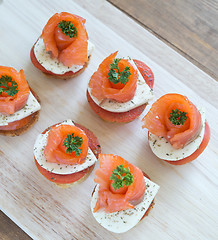 Image showing canapes with red fish